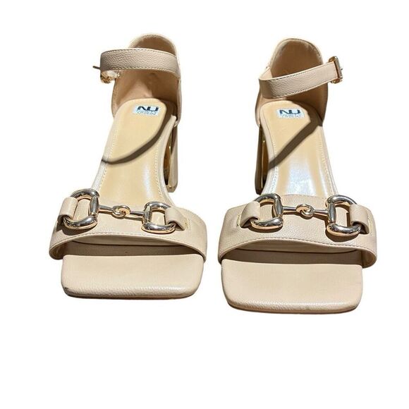 Ninety Union Santori Sandal 12 Beige Open Toe Chain Link Block Heel Classic - Picture 3 of 10